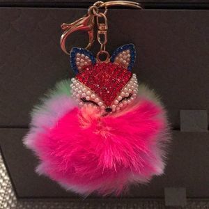 New‼️Cat 🐱 Multi Color Rhinestone PomPom Keychain